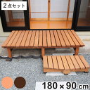 デッキ縁台 180×90 ステップセット ウッドデッキ ( ガーデンデッキ 天然木 天然木デッキ DIY 縁台 ぬれ縁 踏み台 掃き出し窓 連結 杉材 木製 バ...