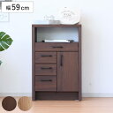 ファックス台 オーク柄 ナチュラルデザイン 幅59cm ( 電話台 ルーター収納 収納 家具 棚 ラック 可動棚 完成品 キャビネット 玄関収納 リビング FAX台 ブラウン ナチュラル 引出し )