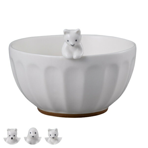 飯碗 茶碗 WHITEZOO フィギュア付き 皿 食器 磁器 （ お茶碗 立体 白 猫 ねこ アザラ ...