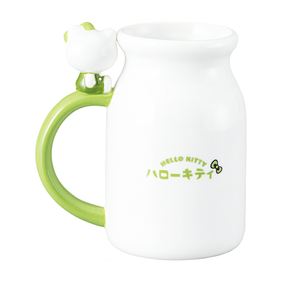 マグカップ フィギュア付き牛乳瓶マグ 抹茶 ハローキティ （ 360ml マグ マグコップ カップ 食器 キャラ キャラクター 磁器 レトロ かわいい キュート ポップ ） livingut-10243261 リビングート 楽天市場店 サンプル画像3