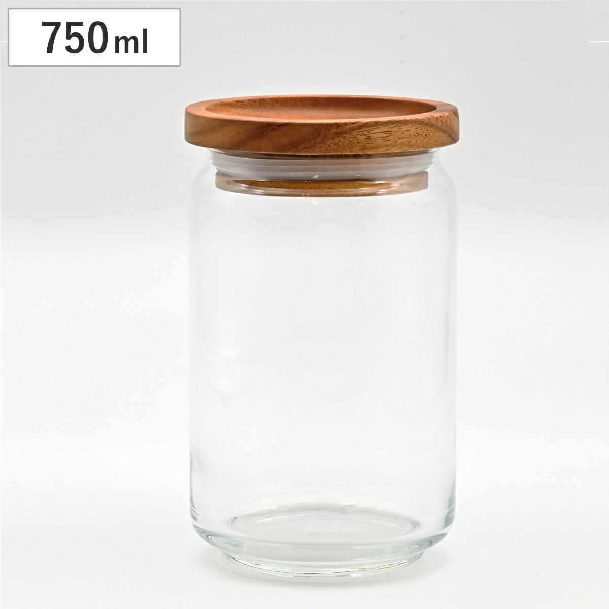 保存容器 ガラスジャー 750ml 天然木 アカシア （ キャニスター 保存瓶 ガラス 木蓋 木製フタ 密閉容器 ガラス保存瓶 びん スタッキング ガラス容器 透明 丸型 お菓子 スパイス 小物入れ おしゃれ ）
