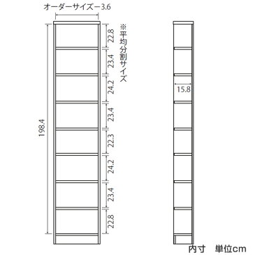 オーダー本棚　壁面収納　オーダーラック　標準棚板タイプ　幅25-29cm　奥行19cm　高さ211cm （ 送料無料 本棚 オーダー オーダーメイド 収納棚 書棚 ラック フリーラック コミック 文庫本 ）