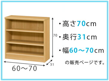 オーダー本棚　壁面収納　オーダーラック　標準棚板タイプ　幅60-70cm　奥行31cm　高さ70cm （ 送料無料 本棚 オーダー オーダーメイド 収納棚 書棚 ラック フリーラック コミック 文庫本 ）