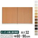 専用扉 オーダー本棚 上置き棚用 ラインハンドル扉 Type32 幅60~90cm 両開き ( 送料無料 オーダーメイド セミオーダー 扉 オプション )