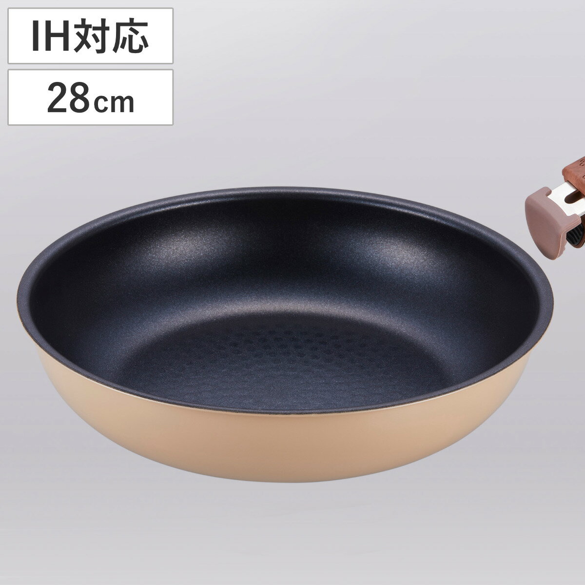 フライパン 28cm IH対応 和楽亭 とれパン 取っ手が取れる ふっ素加工 （ ガス火対応 オーブ ...