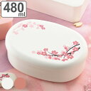 お弁当箱 小判一段弁当 SAKURA 1段480ml ( 弁当箱 ランチボックス レンジ対応 食洗機対応 一段 小判型 女子 レンジOK 食洗機OK 弁当 お弁当 中子付き ランチバンド付き 日本製 女性 )