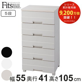 チェスト プラスチック 5段 フィッツプラスイージー FE5505 幅55cm 完成品 日本製 （ 収納 衣装ケース 引き出し タンス スリム リビング収納 衣類収納 収納ケース 背面処理 リビング 引出し ）