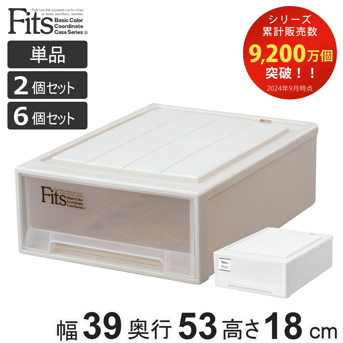 収納ケース Fits フィッツケース クローゼット S-53 単品 2個セット 6個セット （ 衣装ケース クローゼット 収納 幅39 奥行53 高さ18 天馬 日本製 ケース 引き出し 収納ボックス プラスチック 積み重ね 押し入れ 押入れ ）