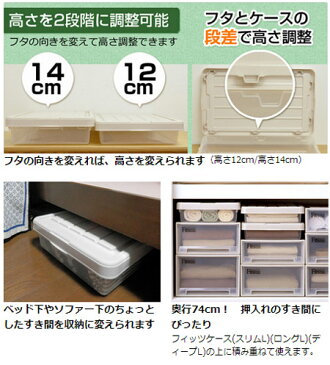 収納ケース Fits フィッツ フィッツケース スリムボックス74 フタ付き ( 収納 隙間収納 すき間収納 すきま収納 収納ボックス ベッド下収納ボックス 衣装ケース プラスチック 奥行74 幅44 ベッド下 押入れ収納 天馬 日本製 国産 浅型 薄型 )