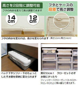 収納ケース Fits フィッツ フィッツケース スリムボックス53 フタ付き 2個セット ( 収納 隙間収納 すき間収納 すきま収納 収納ボックス ベッド下収納ボックス 衣装ケース プラスチック 奥行53 幅39 ベッド下 押入れ収納 天馬 日本製 国産 浅型 薄型 )