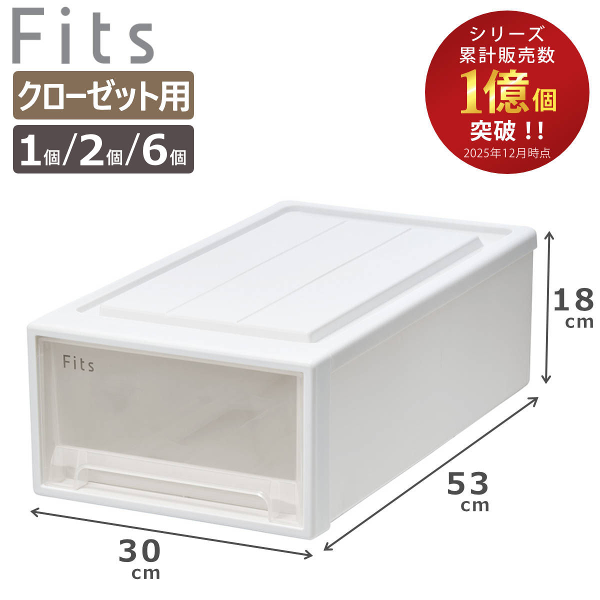 収納ケース Fits フィッツケース クローゼット S-30 単品 2個セット 6個セット （ 衣装ケース 収納 幅30 奥行53 高さ18 天馬 日本製 クローゼット収納 引出し 衣類ケース 収納ボックス 押し入れ ）