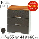チェスト フィッツプラス メッシュ 3段 幅55×奥行41×高さ66cm FM5503 ( プラスチック 引き出し 日本製 完成品 タンス 収納 衣類収納 Fits フィッツ 衣装ケース 収納ケース 背面処理 リビング収納 洋タンス 木製天板 大容量 )