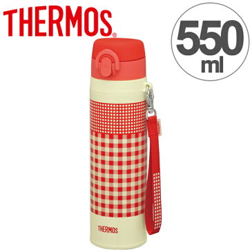 水筒　サーモス　thermos　真空断熱ケータイマグ　直飲み　550ml JNT-550　レッドオレンジ （ 軽量 スリム ステンレスボトル マグボトル 魔法瓶 ワンタッチオープン ステンレス ワンタッチ 保温 保冷 すいとう 超軽量 ギンガムチェック 約 500ml ）