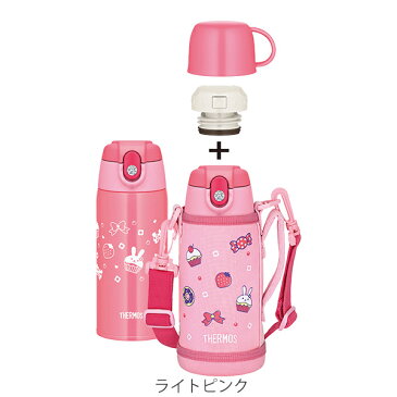 水筒 サーモス ( thermos ) 真空断熱 2ウェイボトル ストロー＆コップ付 FJA-600WF 600ml （ 保温 保冷 ステンレス スポーツドリンク対応 2WAY カバー付 ショルダーベルト 子供用水筒 子供用 ストロー コップ カバー付き ）