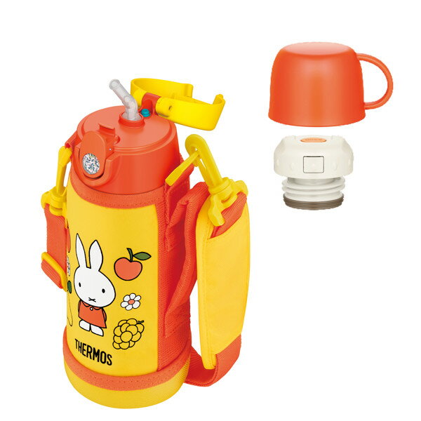 サーモス 水筒 600ml 2way ストロー コップ ミッフィー ステンレス FJO-600WFB （ 送料無料 THERMOS miffy 真空断熱 スポーツドリンク対応 ワンタッチ 保冷 保温 ストロータイプ コップ付 子供用水筒 キッズボトル ショルダーベルト ）