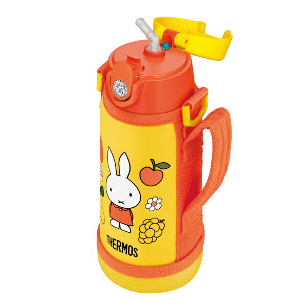 サーモス 水筒 600ml 2way ストロー コップ ミッフィー ステンレス FJO-600WFB （ 送料無料 THERMOS miffy 真空断熱 スポーツドリンク対応 ワンタッチ 保冷 保温 ストロータイプ コップ付 子供用水筒 キッズボトル ショルダーベルト ）