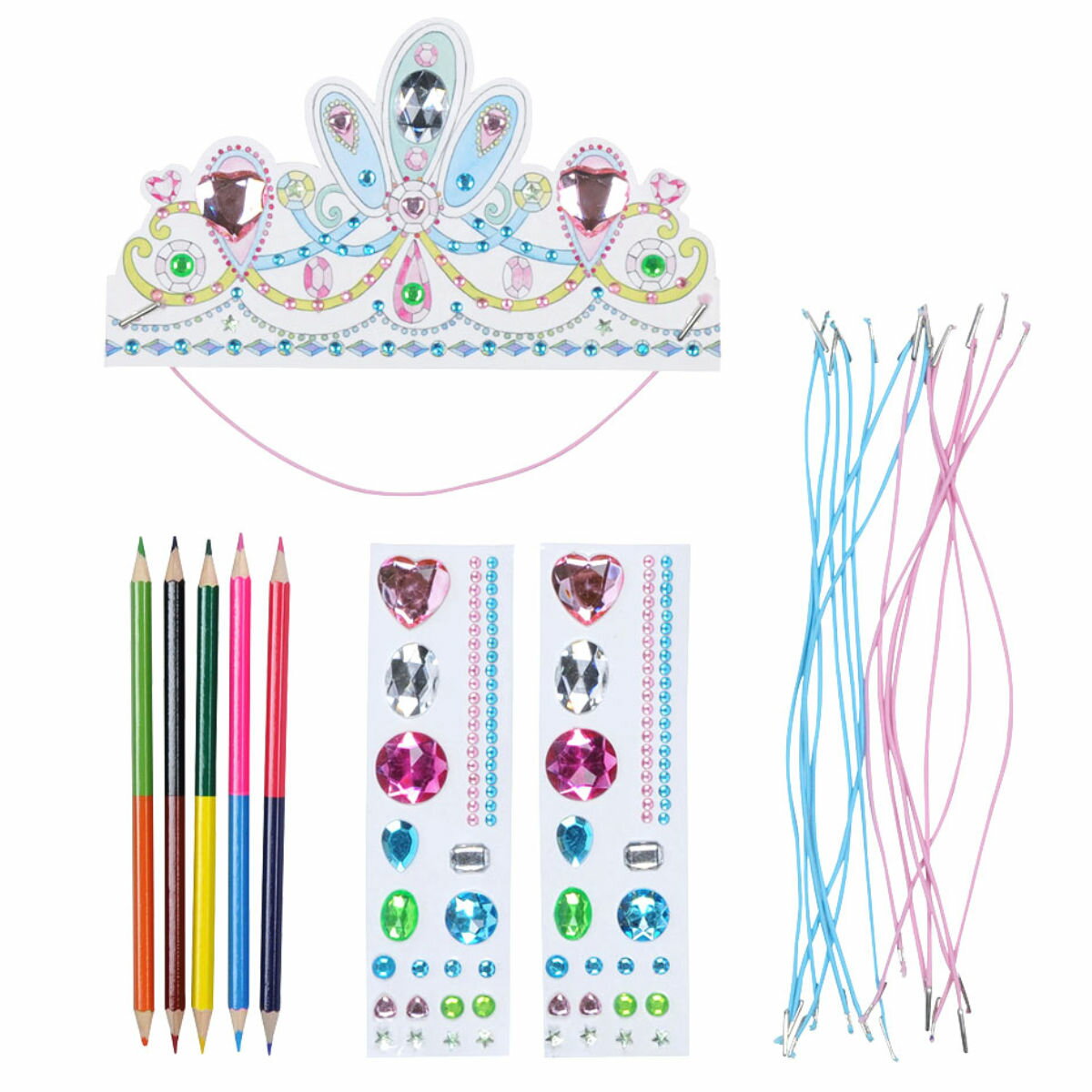 おもちゃ ペーパークラウン プリンセスと宝石 （ 工作キット 王冠 ティアラ 色ぬり 知育玩具 玩具 子供 幼児 キッズ 5歳 女の子 かわいい オモチャ 手作り オリジナル 工作 ケース付き コンパクト 持ち運び プレゼント ギフト ） 3