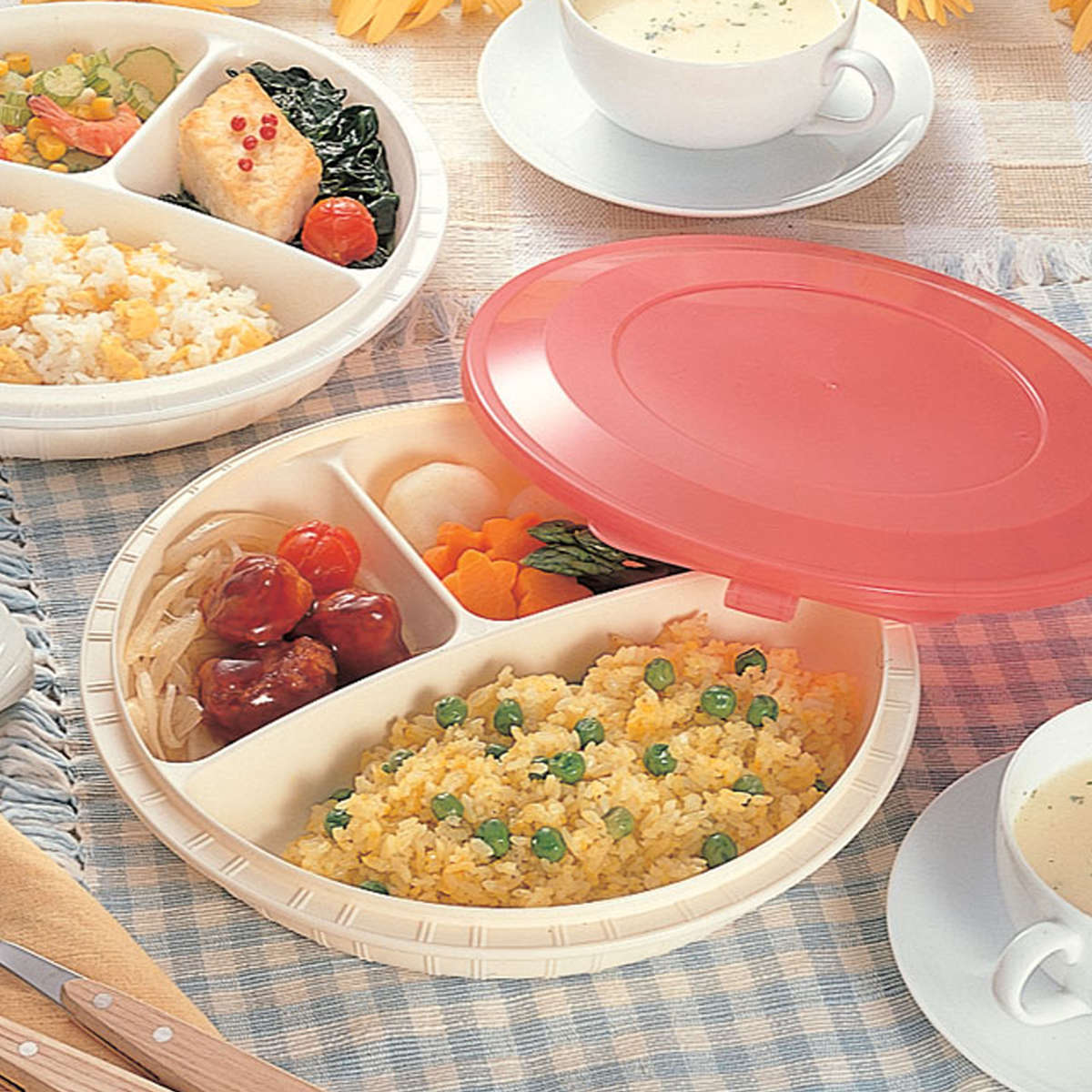 保存容器 クロウズランチ＆保存容器 ランチプレート 蓋付き （ 日本製 食器 プラスチック 仕切り付き 皿 電子レンジ対応 仕切り皿 軽い ふた付き ランチ皿 仕切 ワンプレート 留守番 子供 家族 作り置き 冷蔵庫 ） livingut-10216019 リビングート 楽天市場店 サンプル画像3