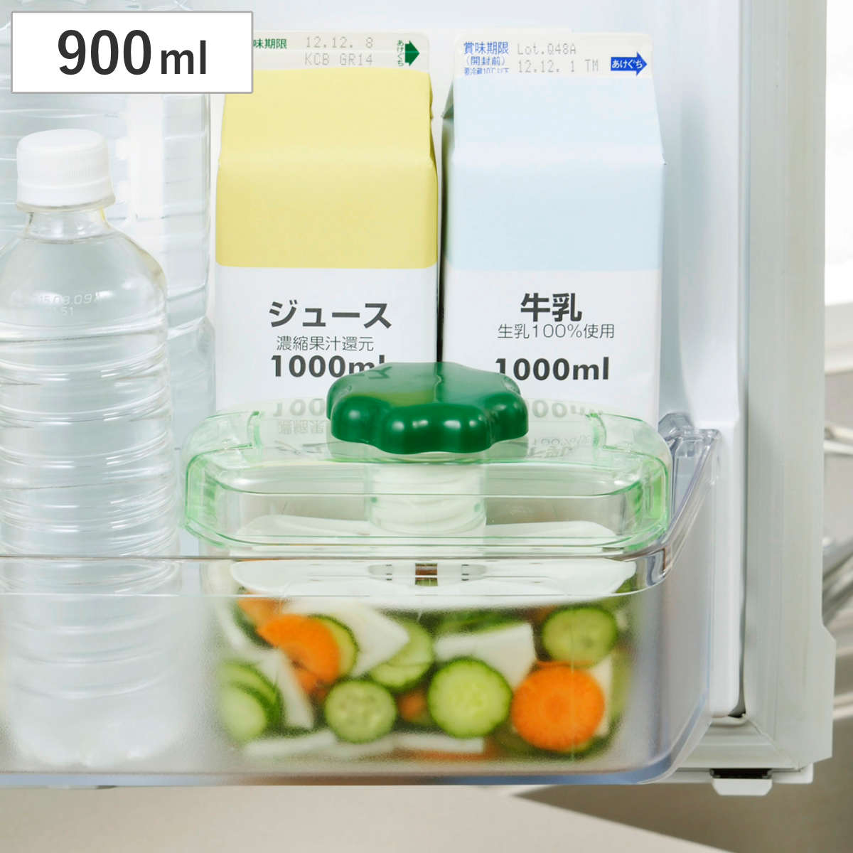 漬物容器 即席つけもの器 角型 900ml プラスチック Picre ピクレ （ 漬物器 漬物桶 漬け物容器 つけもの器 漬物 漬け物 日本製 漬け物桶 漬け物樽 漬物樽 漬け物ポット 漬物ポット 浅漬 浅漬け 保存容器 キッチン 収納 便利グッズ ）