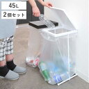 ゴミ箱 45L 同色2個セット 袋を交換しやすいポリ袋ホルダー ( ごみ箱 45リットル ポリ袋ホルダー 2個セット 同色45 分別 スリム ふた付き 袋ホルダ...