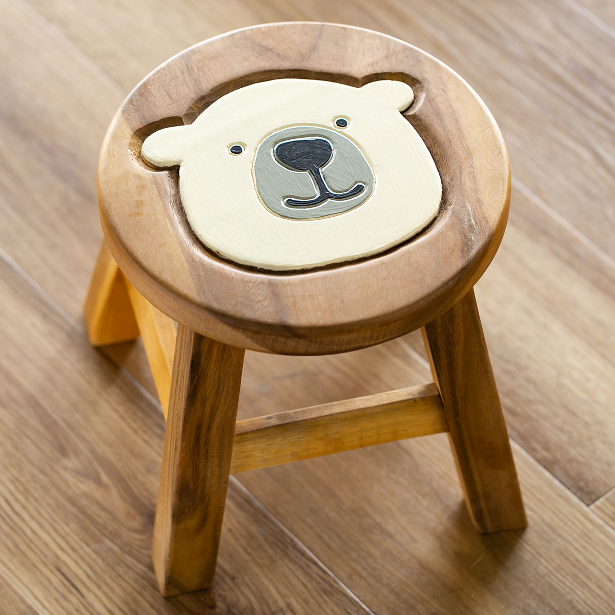 スツール シロクマ 木製 天然木 丸椅子 （ 送料無料 丸 ウッドスツール 子ども 椅子 キッズ ミニチェア ミニスツール…