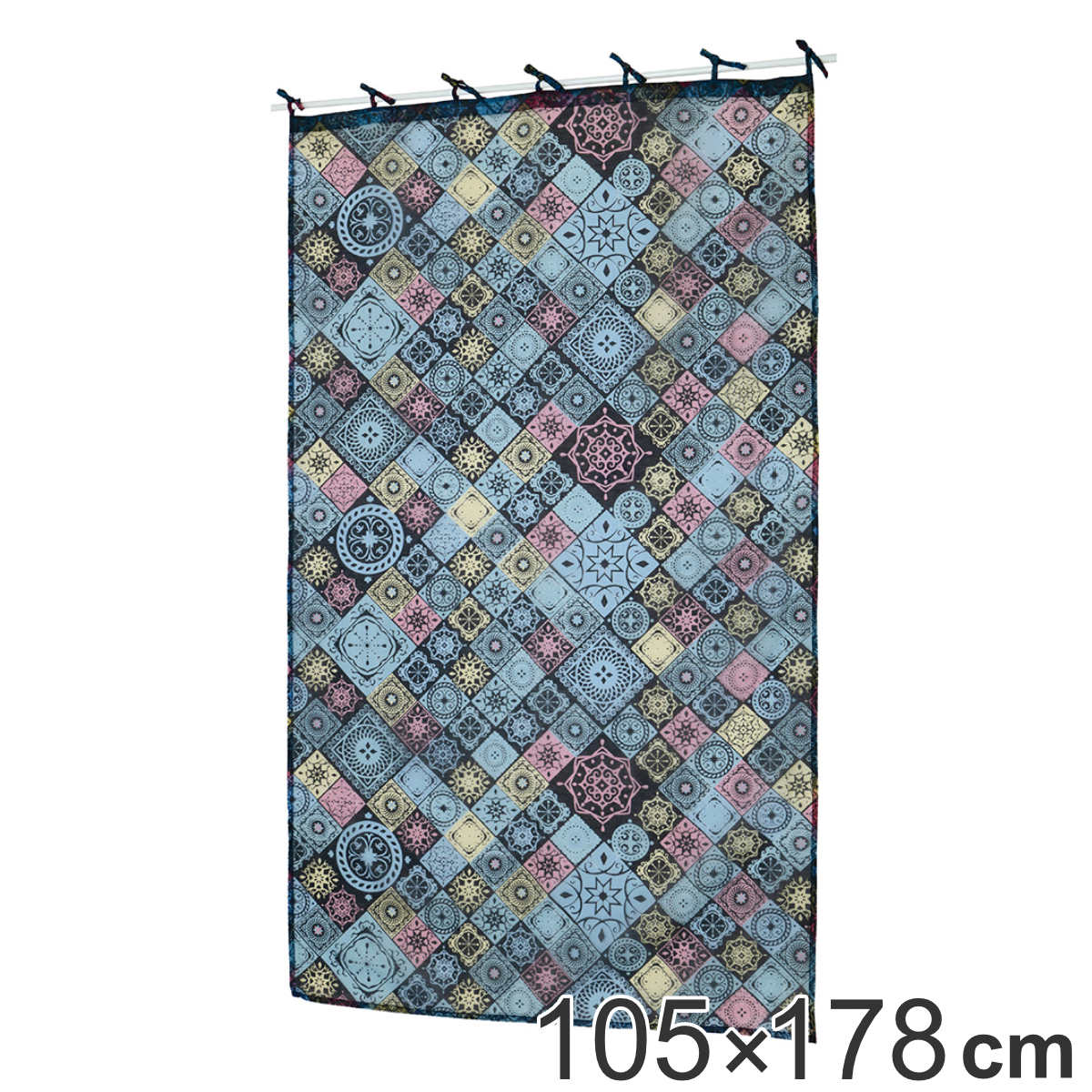 カーテン ペルシャタイル 約105×178cm ( レース 既製品 タペストリー 目隠し 間仕切り 簡易カーテン 片開き スクリーン ペルシャ タイル 柄 布 ...