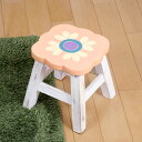 スツール 座面高25〜26cm ピンクフラワー 天然木 ( ウッドスツール 子ども 椅子 キッズ ミニチェア ミニスツール 完成品 花 フラワーモチーフ 玄関 ...