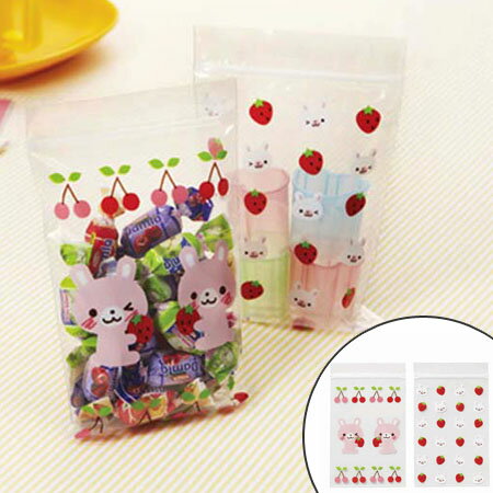 プリントチャック袋 うさぎ 8枚入り ( お弁当グッズ 小分け袋 小袋 ウサギ チャック付 ビニール袋 )