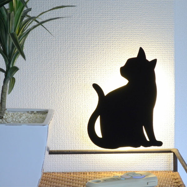 LEDライト　That’s Light！　CAT　WALL　LIGHT　ちら見 （ 足元灯 フットライト LED 猫 インテリアライト 足元灯 ねこ おしゃれ センサーライト 屋内 電池式 ウォールステッカー 光る ネコ センサー 壁 キャット ）