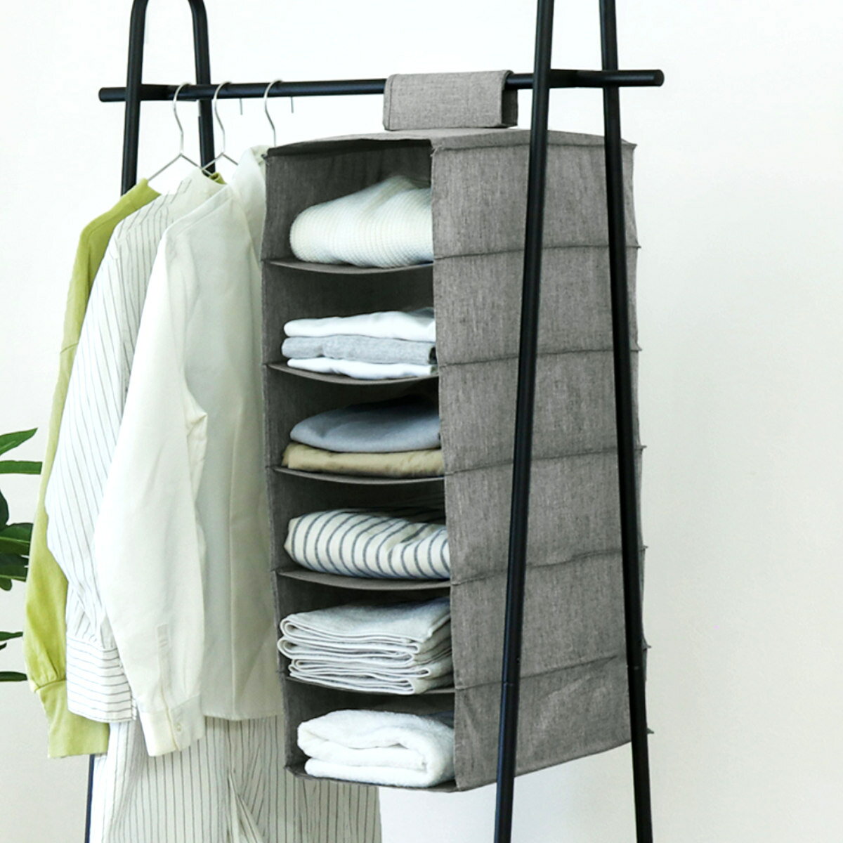 吊り下げ収納 ハンギングラック ワイド 6段 クローゼット 幅27×奥行35×高さ70cm （ 収納 衣類 衣類収納..