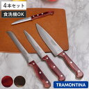 包丁 4点セット ポリウッド 食洗機対応 トラモンティーナ ( TRAMONTINA 牛刀包丁 果物ナイフ 料理包丁 包丁セット ステンレス キッチンナイフ 木...