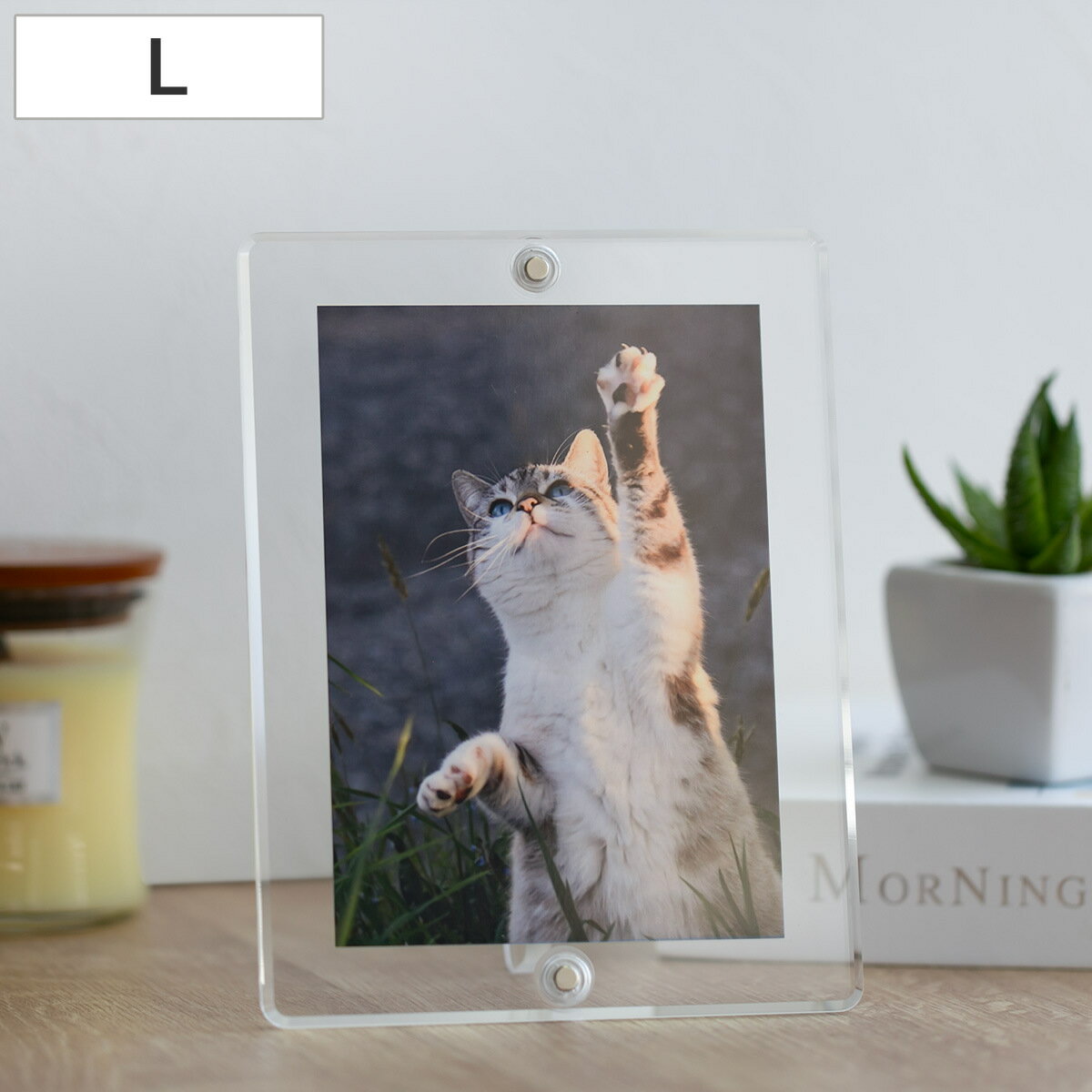 マグパチ フォトフレーム スタンダード L判サイズ ( フォトスタンド 写真立て マグネット アクリル 日本製 おしゃれ 卓上 置き型 壁掛け スタンド 写真 縦 横 写真フレーム 写真入れ インテリア 磁石 フォト 飾る 紫外線カット )