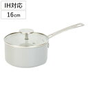 片手鍋 16cm IH対応 内面セラミック加工 ソースパン ( ガス火対応 片手なべ セラミック加工 ガラス蓋付き 16センチ 調理器具 小鍋 鍋 なべ フタ付...