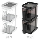 山崎実業 tower 調味料ストッカー2個＆ラック3段セット スリム タワー （ タワーシリーズ スパイスボトルセット スパイスボトル 調味料ラック 調味料棚 スリムラック 容器 保存 おしゃれ yamazaki ホワイト ブラック 白 黒 ） 3