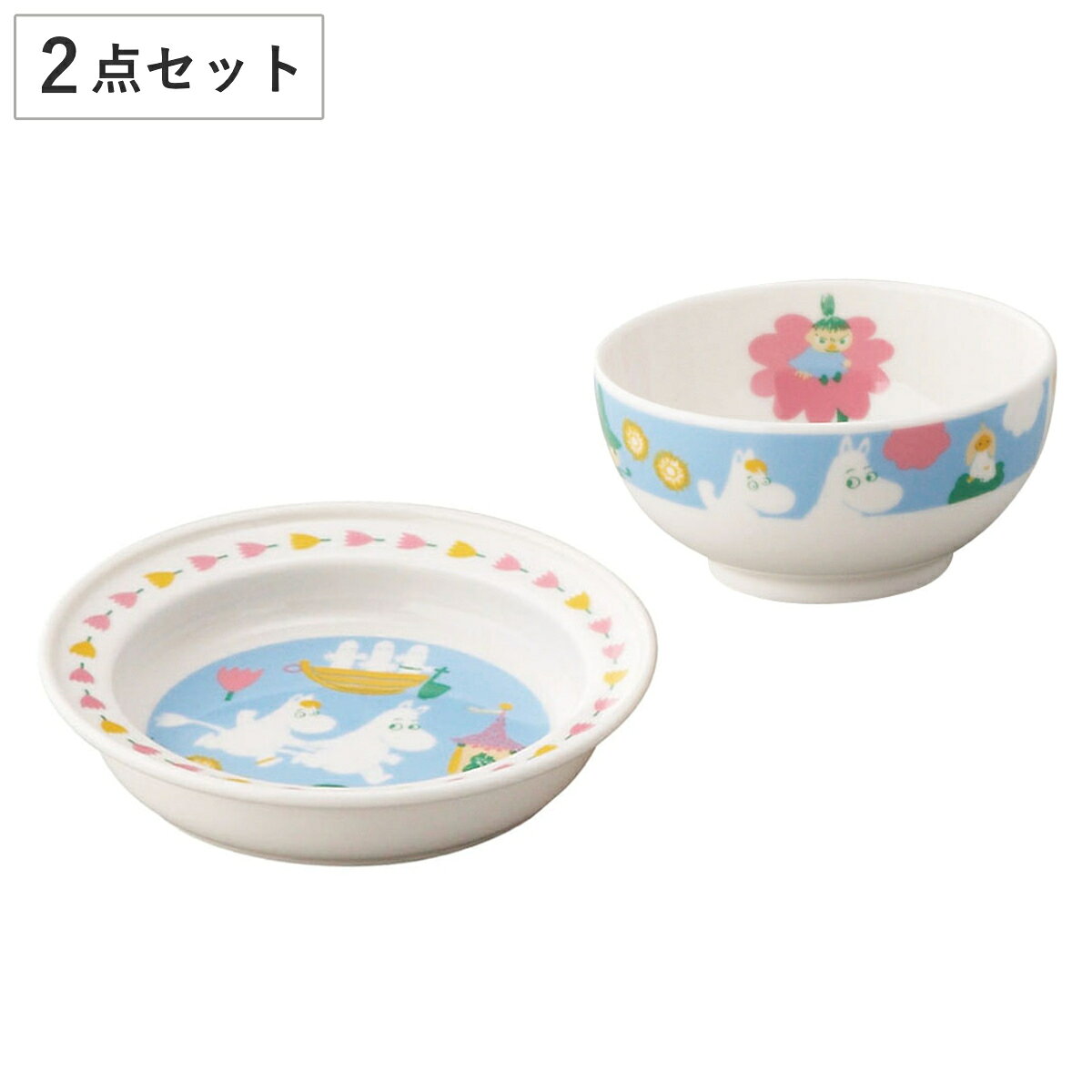 サイズプレート：約 直径14×高さ3（cm）ライスボウル：約 直径10.5×高さ5（cm）重量プレート：約 200gライスボウル：約 160g容量ライスボウル：約 270ml内容量2点セット（ライスボウル・ユニバーサルプレート）材質磁器生産国日本製電子レンジ使用可能区分返品・キャンセル区分（小型商品）ギフトラッピングページを見る●ムーミンたちのやさしいデザインがかわいい磁器製プレート＆ボウルセットです。●小さなお子さまでも持ちやすいサイズ感で、程よい深さがあるので料理をすくいやすく、スプーンの練習にもぴったりです。●傷や汚れが付きにくい磁器製なので長く愛用でき、毎日の食事や食育用にもおすすめです。●電子レンジ対応なので、温め直しも簡単です。●淡いカラーと北欧らしいデザインが魅力のムーミンのベビー・キッズ食器シリーズは、毎日のごはんやおやつタイムを明るく彩り、出産祝いやお子さまへの贈り物にもぴったりです。おすすめポイントムーミンのかわいい磁器製プレート＆ボウルセットムーミンたちのやさしいデザインがかわいい磁器製プレート＆ボウルセットです。小さなお子さまでも持ちやすいサイズ感で、程よい深さがあるので料理をすくいやすく、スプーンの練習にもぴったり。傷や汚れが付きにくい磁器製なので長く愛用でき、毎日の食事や食育用にもおすすめです。ムーミンのベビー・キッズ食器シリーズ淡いカラーと北欧らしいデザインが魅力のムーミンのベビー・キッズ食器シリーズです。食卓になじみやすく、毎日のごはんやおやつタイムを明るく彩ります。シリーズで揃えれば統一感があり、出産祝いやお子さまへの贈り物にもぴったりです。商品詳細電子レンジOK電子レンジ対応なので、温め直しも簡単。忙しい毎日の食事時間にも便利にお使いいただけます。シリーズ紹介2点セット【▲このページの商品】3点セット4点セット6点セット関連キーワード：磁器製 子ども用食器 北欧 スナフキン ミイ ムーミン谷のなかまたち 電子レンジ レンジ 対応 OK 子ども用 こども 子供 赤ちゃん ベビー 用 キッズ食器 ベビー食器 可愛い オシャレ お洒 出産祝い お祝い ギフト プレゼント 贈り物 おすすめ LH21605 関連商品はこちらプレート ボウル プレート＆ボウルセット LI3,790円プレート 14cm ユニバーサルプレート ムー2,210円子供食器 4ピースセット ムーミン 7,700円子供食器 3ピースセット ムーミン 5,500円茶碗 ライスボウル ムーミン 1,980円プレート 14cm ユニバーサルプレート スヌ2,210円ランチプレート キッズプレート ムーミン 4,400円子供食器 4ピースセット スヌーピー 7,700円ハグミー 食器 6点セット 5,500円子供食器 3ピースセット スヌーピー 5,500円子供食器 4ピースセット LISA LARSO7,700円子供食器 6ピースセット ムーミン 11,000円