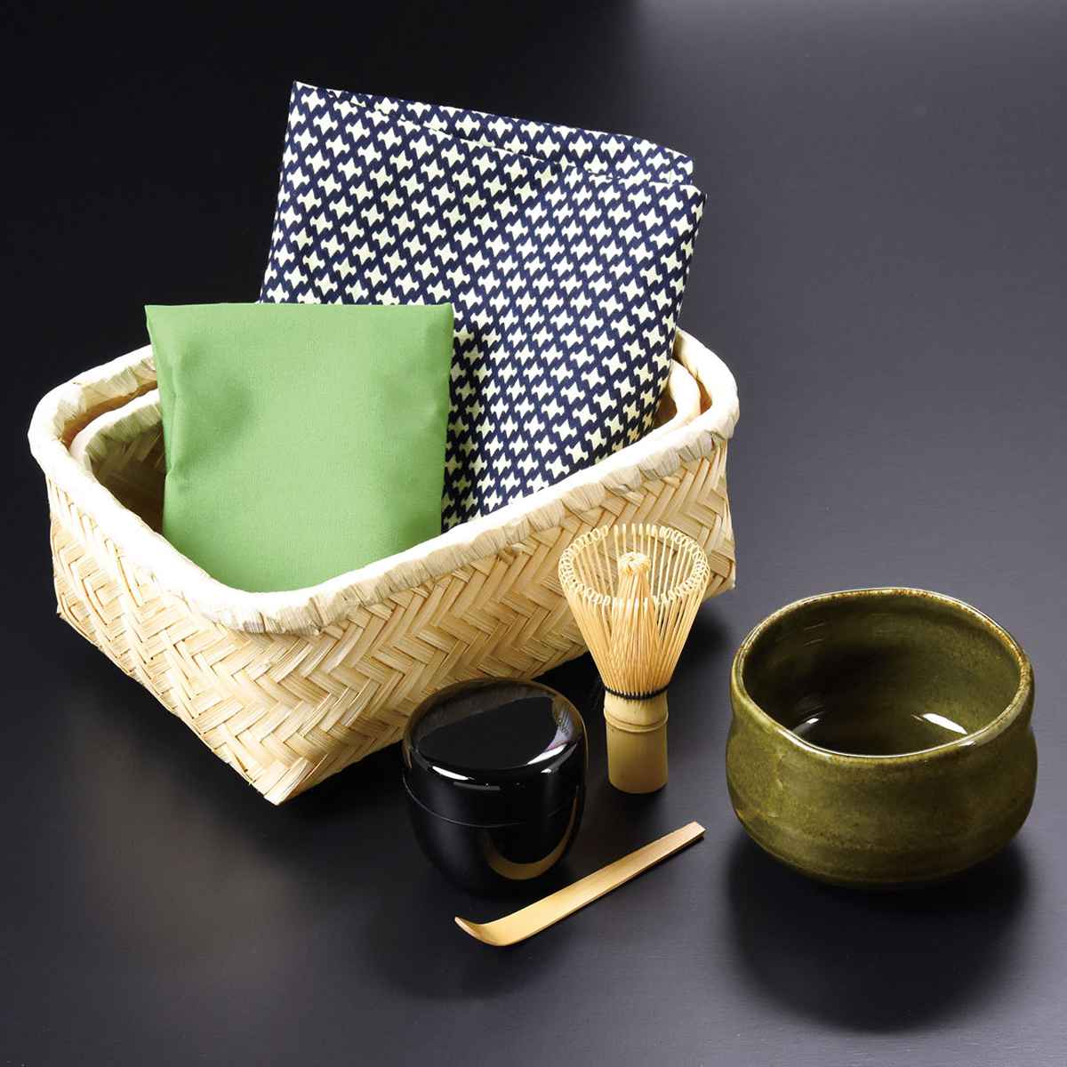 茶器セット 7点セット 茶器茶喜お抹茶セット 抹茶碗 （ 送料無料 茶道具 茶道 茶道具セット 抹茶セット 抹茶椀、棗 なつめ 茶せん 茶さじ 敷き布 布巾 竹製ケース おしゃれ プレゼント お土産 ） 3