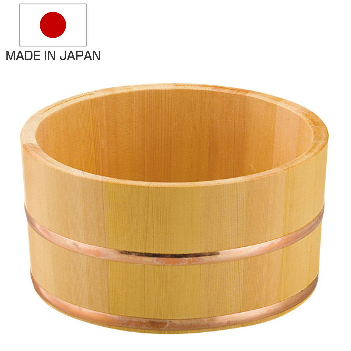 湯桶 木製 銅タガ 椹 サワラ （ 湯おけ 天然木 風呂桶 桶 おけ 風呂おけ 洗面器 お風呂 木 さわら ウォッシュボール 銭湯 温泉 取っ手 木目 すくいやすい 軽量 レトロ 日本製 ）