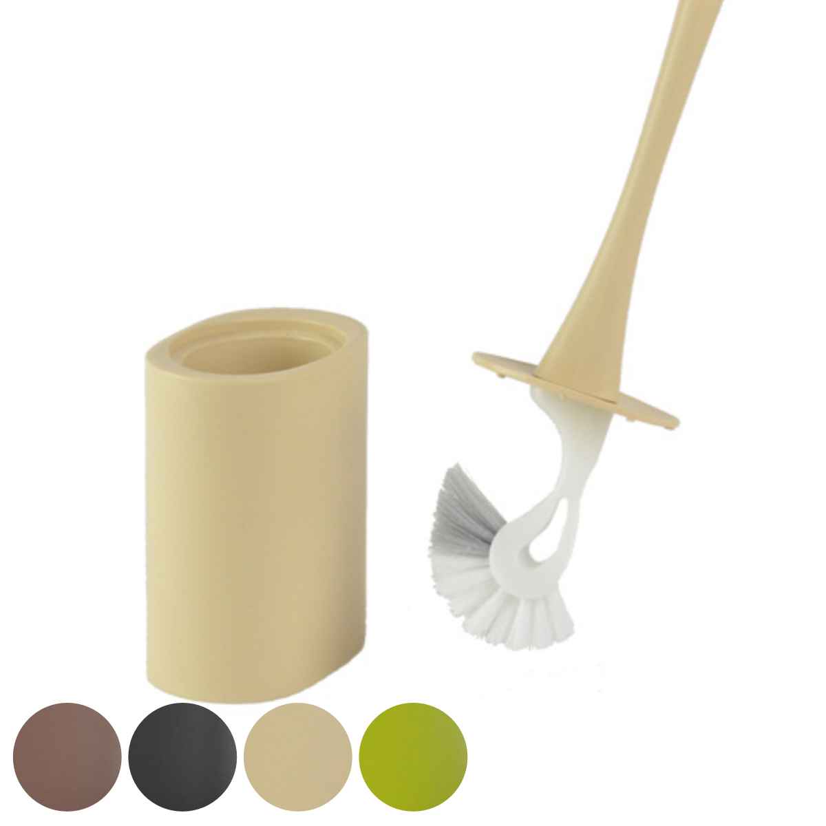 トイレブラシ ケース付き カラーデコ （ トイレ ブラシ トイレ掃除 可動式 そうじ トイレ用ブラシ 便器 清掃 ブラシケース ブラシ入れ 汚れ 柄付き トイレ掃除用品 トイレタリー ブラウン ブラック ベージュ グリーン シンプル ）