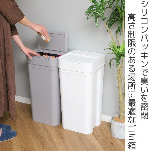 ゴミ箱 45L シールズ 密閉 スリム 防臭 ふた付き パッキン （ 送料無料 45リットル 45l 分別 キッチン 棚下 おむつ 臭い プッシュ ダストボックス 蓋つき シンプル ペール 角型 コンパクト カウンター ラック 下 分別ゴミ箱 生ゴミ ）