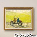 アートパネル サムトフト 『ごきげんな日』 72.5×55.5cm ( 絵画 絵 アート インテリア 額 額入り 壁掛け 犬 自転車 ポスター アートフレーム アートポスター ウォールアート パネル 額付き かわいい )