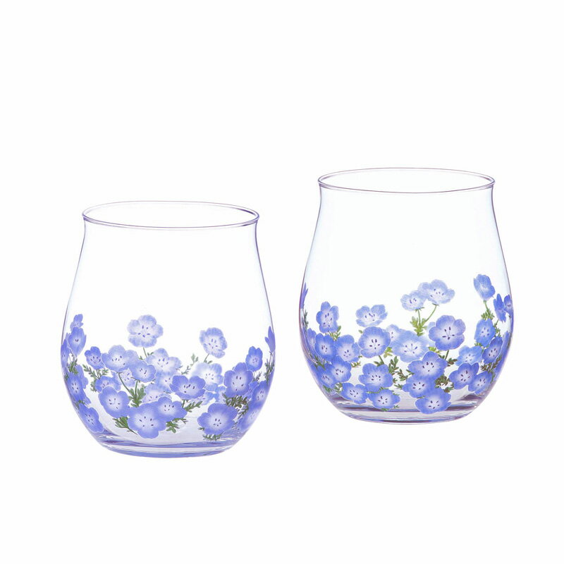 東洋佐々木ガラス ギフト 花文 ペアタンブラー G099-T297 ネモフィラ柄 ペア箱入り