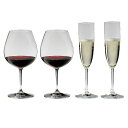 送料無料 包装無料 RIEDEL リーデル ヴィノム（ビノム）スターターセット 416/07,416/08 各2本 ワイングラス 赤ワイン用ブルゴーニュ シャンパン用シャンパンフルート 6416/7,6416/8