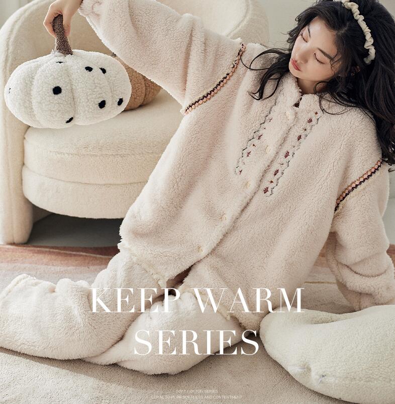 パジャマ レディース 冬 ルームウェア もこもこ パジャマ レディース 上下セット セットアップ ふわふわ 厚手 暖かい 寝間着 着る毛布　長袖 大きいサイズ 部屋着 おしゃれ 可愛い 寝巻き ゆったり お家時間 ナイトウェア 気持ちいい　冬 女の子 おしゃれ