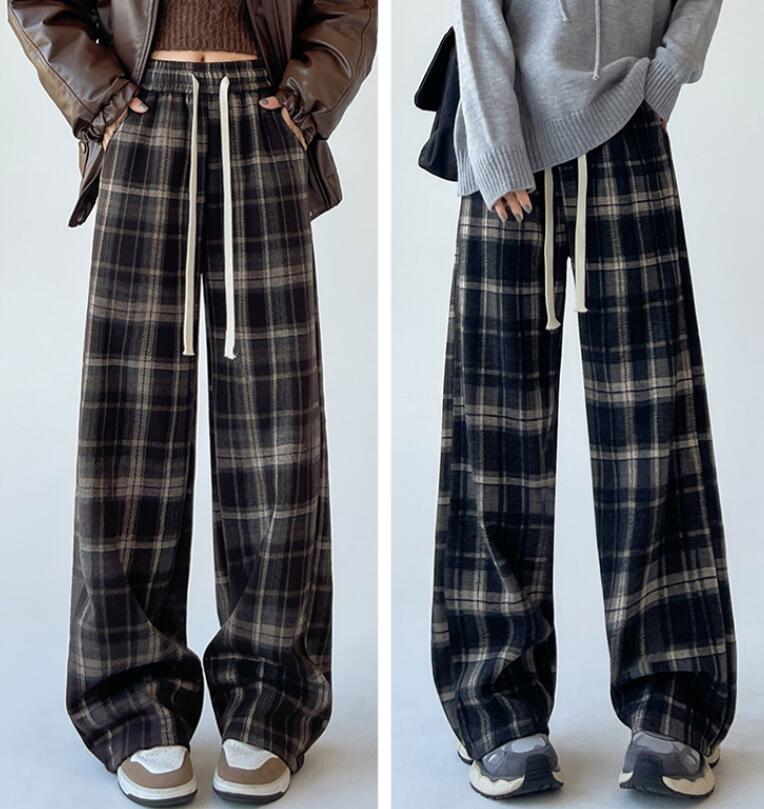 ロングパンツチェック柄パンツレディ...