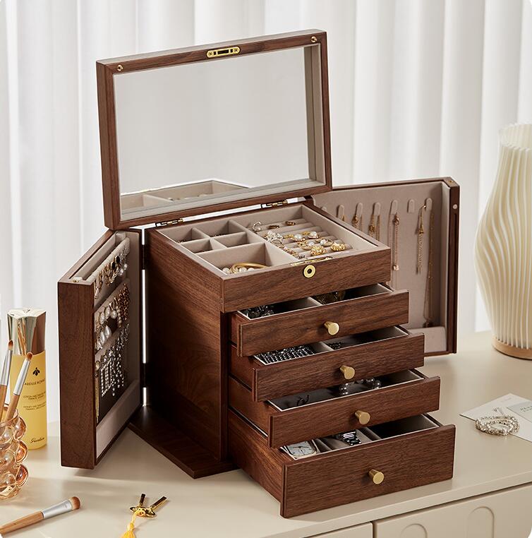 アクセサリーケース ジュエリーボックス 木製 アンティーク風 ジュエリーケース アクセサリーボックス 大容量 引き出し 小物入れ アクセサリー 収納 おしゃれ ...