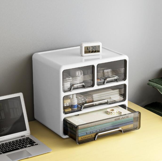 引き出し 卓上収納ケース 収納ボックス プラスチック 横 小物 2段 3段 ホワイト 透明 滑り止め 大容量 ..