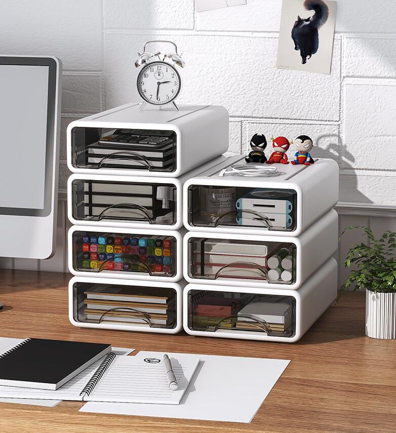 引き出し 卓上収納ケース 収納ボックス 横 小物 4段 2段 3段 ホワイト 透明 滑り止め 大容量 文房具収..