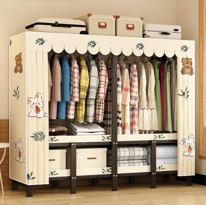 ワードローブ クローゼット ハンガーラック 折り畳み式 扉付き 奥行き 深い 大容量 衣類 洋服 収納 棚板 壁面収納 洋服収納 防水 防塵 多機能収納 高耐荷重 組立簡単 工具不要 おしゃれ 省スペース 洋服ダンス