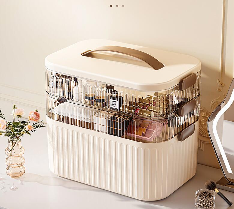 メイクボックス 持ち運び コスメボックス 化粧品収納ボックス 収納 化粧箱 大容量 化粧品 ボックス 透明 コスメ収納ボックス 蓋付き 防塵 防水 省スペース 小物入れ 化粧品入れ