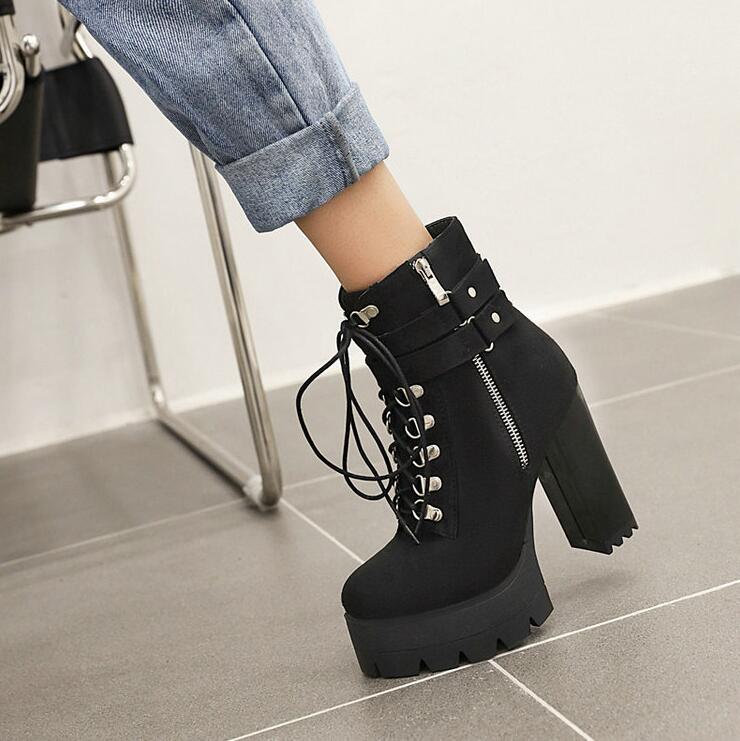 レディースブーツ　ショートブーツ　レースアップブーツ　エンジニアブーツ　編み上げシューズ　大きい..